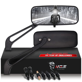 MZS front view of both black rectangular mirrors showing sporty styling and improved visibility