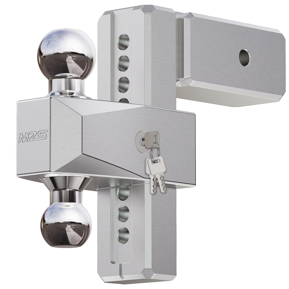 MZS front view assembled showing solid mount and dual-ball advantage