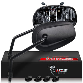 MZS front view mirror pair showing sleek black finish and improved visibility