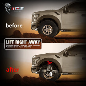 Lifestyle shot of truck after MZS install driving with better ground clearance and confident stance