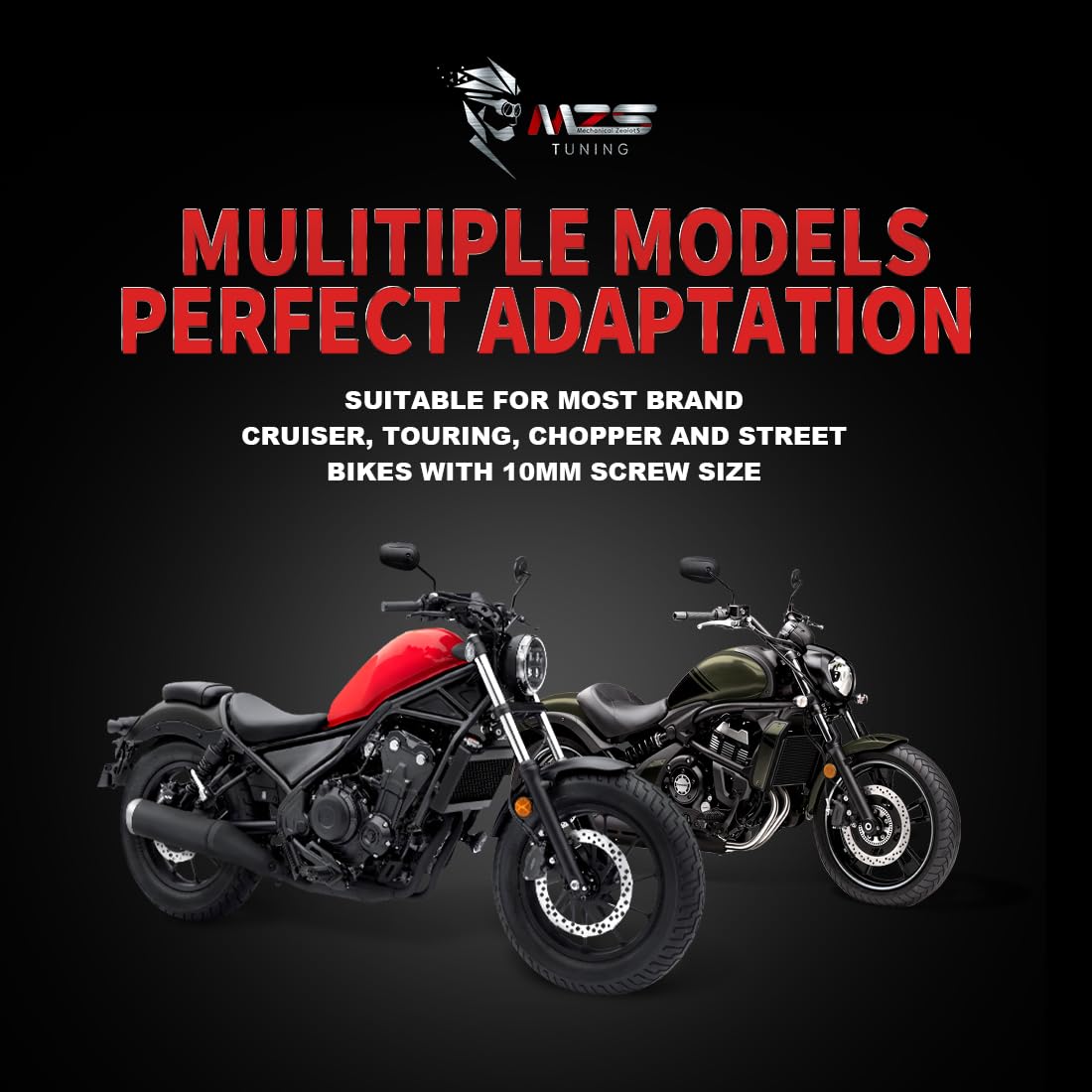 MZS matte-black housing label showing durable finish and weather protection