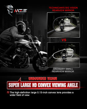 MZS mirror mounted on cruiser bike demonstrating real-world fit and benefit