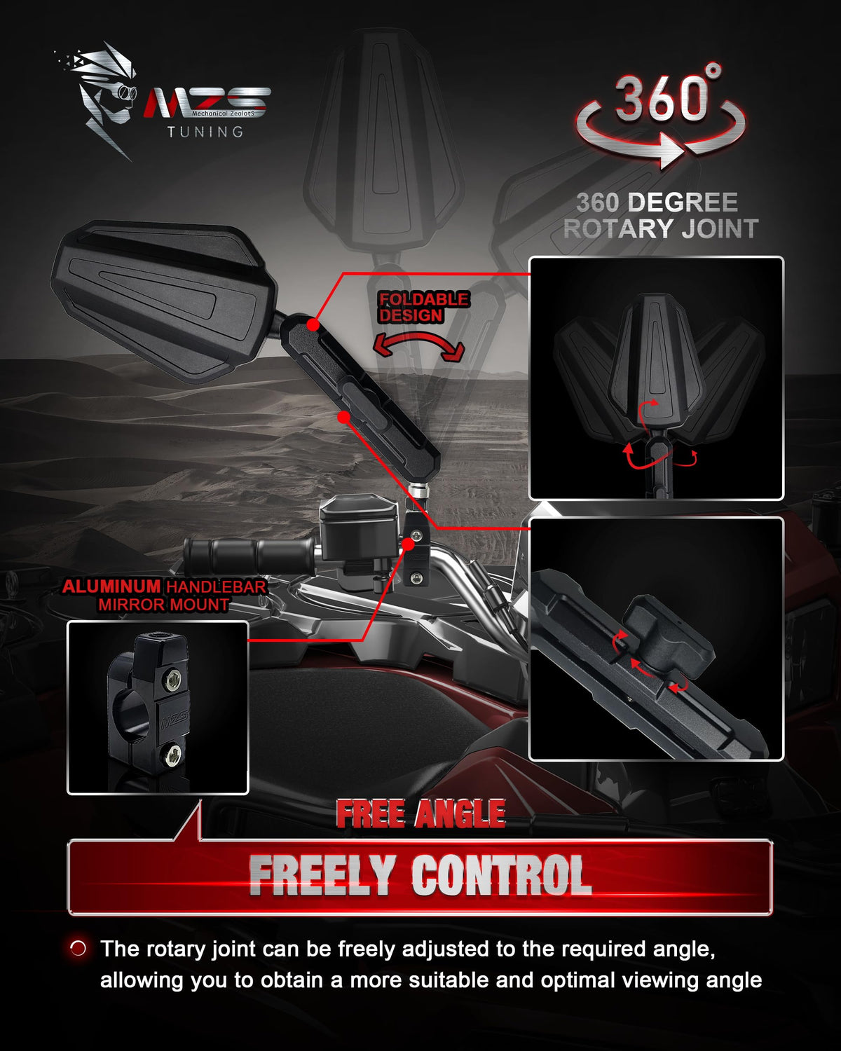 MZS mounted on a street bike handlebar, improved road visibility benefit