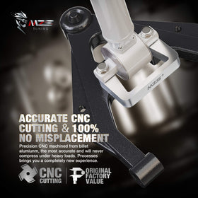 MZS spacers mounted on a strut showing fitment detail and improved clearance benefit