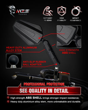 MZS aluminum stem and mount detail, reduced vibration benefit