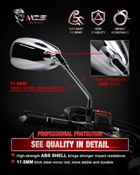 MZS aluminum stem and 360-degree ball joint showing precise adjustability
