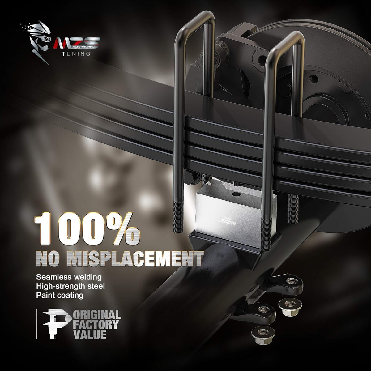 MZS U-bolts and hardware laid out showing complete kit and easy installation advantage