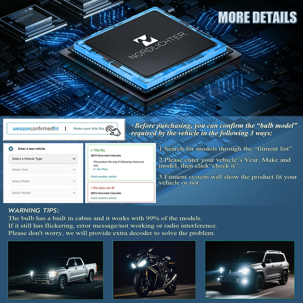 N NORDLICHTER H13 installed on F150 at night improving road visibility