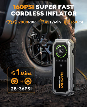 NACKEO compressor hose and inflation nozzles for versatile tire inflation