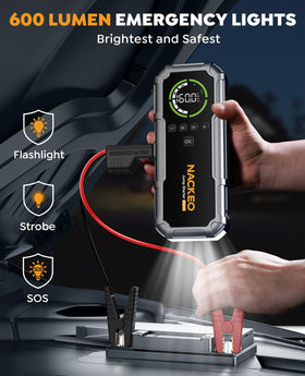 NACKEO large LCD display closeup showing pressure and battery status