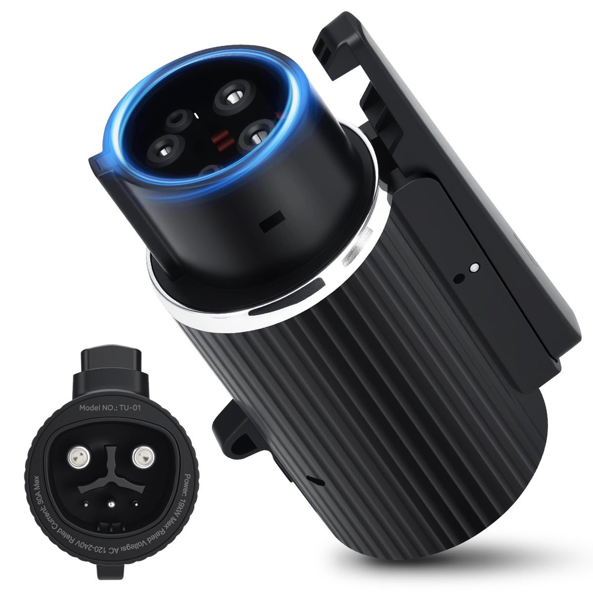 NACSTOCCS adapter front view showing durable housing and easy grip benefit