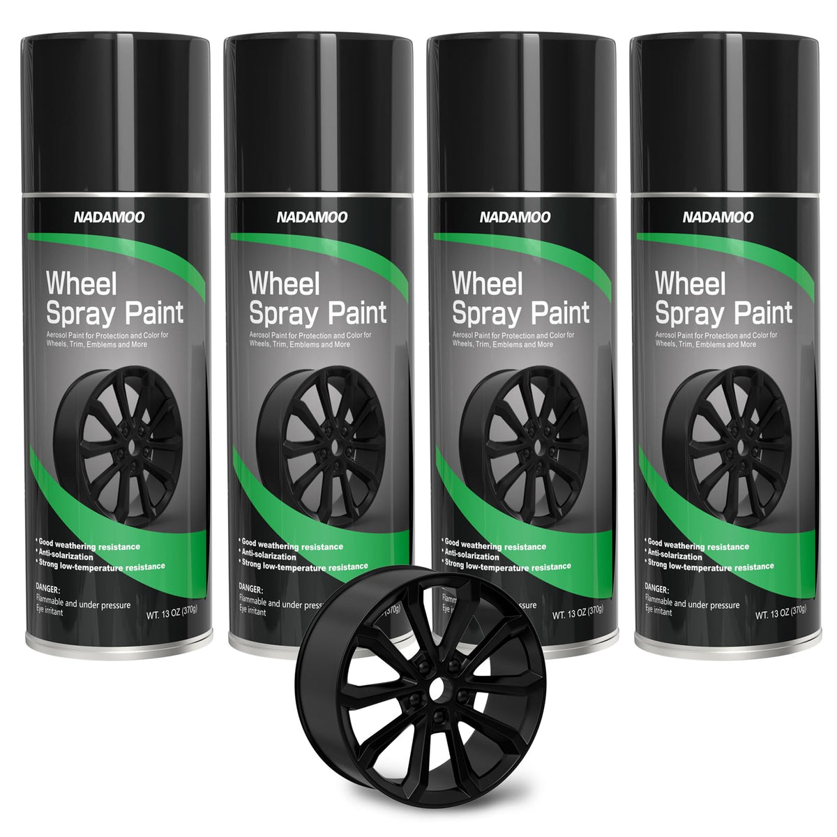 NADAMOO front view of four cans showing packaging and semi-gloss black color benefits
