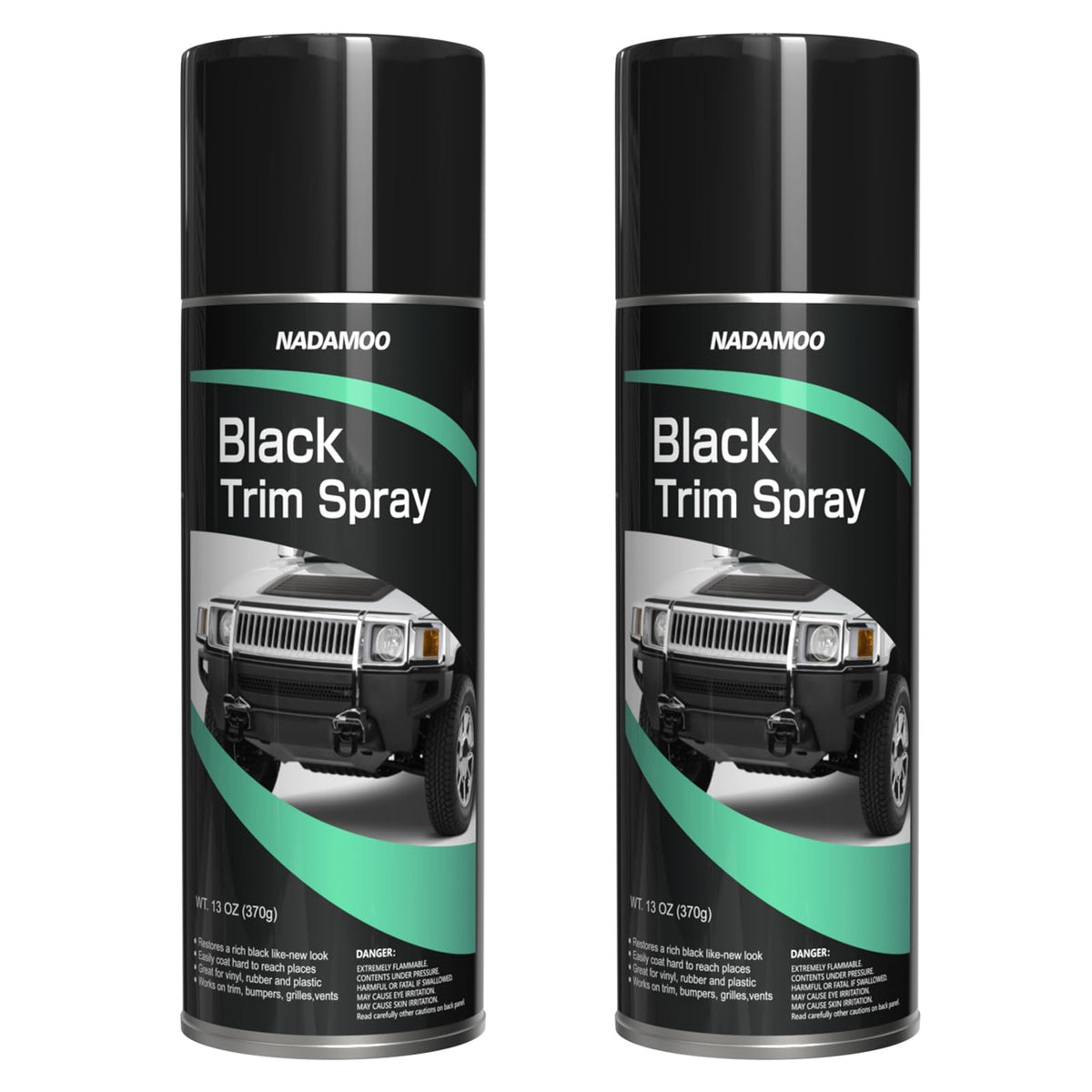 NADAMOO front view of two cans showing packaging and satin black benefit