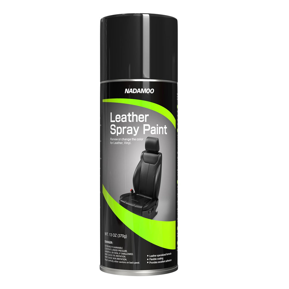NADAMOO front view of semi-gloss black spray can showing product branding and finish benefit