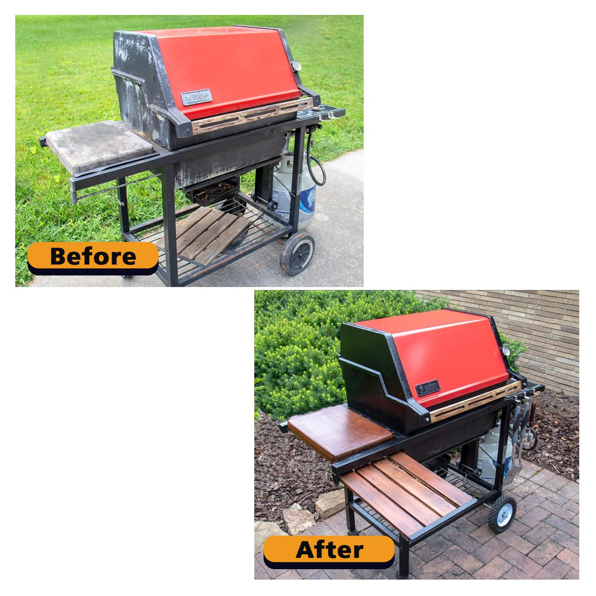 NADAMOO outdoor BBQ lid refinish lifestyle shot showing weather-resistant, matte protection