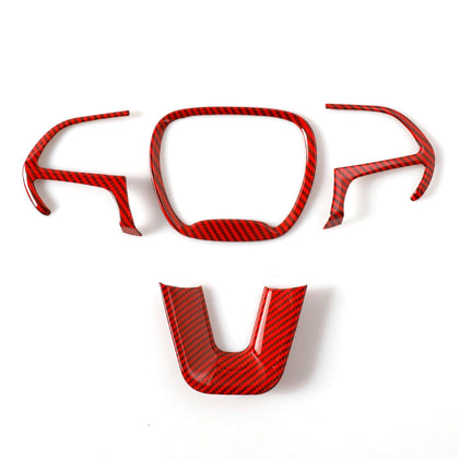 Naisec steering wheel front view showing red carbon fiber look and sporty upgrade
