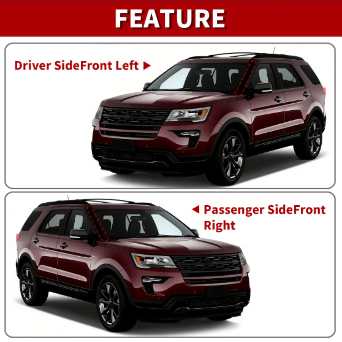 Nakkaa trim installed on Explorer in road setting highlighting noise reduction benefit
