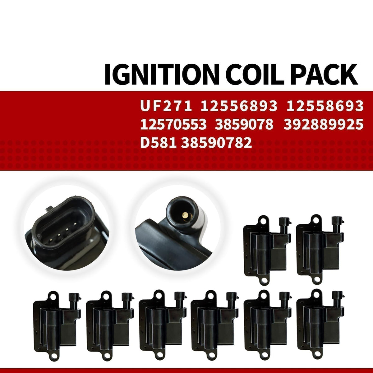 Nakkaa ignition coil close-up showing UF271 design and durable housing benefit