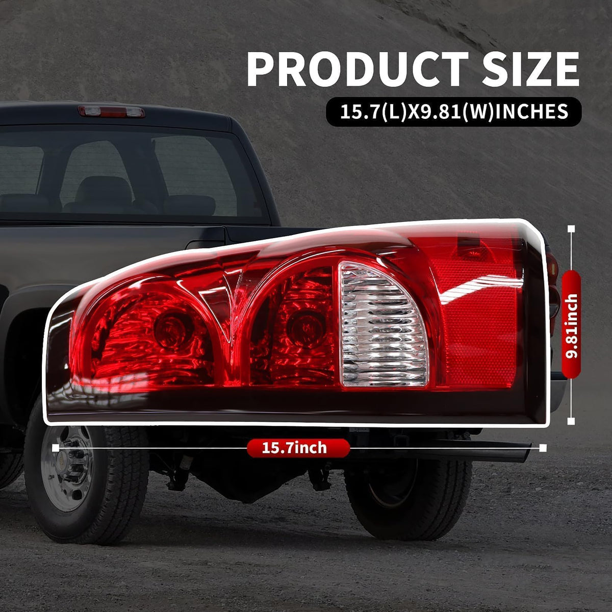 Nakkaa tail light beside ruler illustrating exact dimensions for proper fit