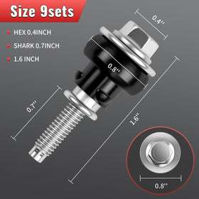 Nakonic bolts laid out to show all nine pieces for full replacement convenience