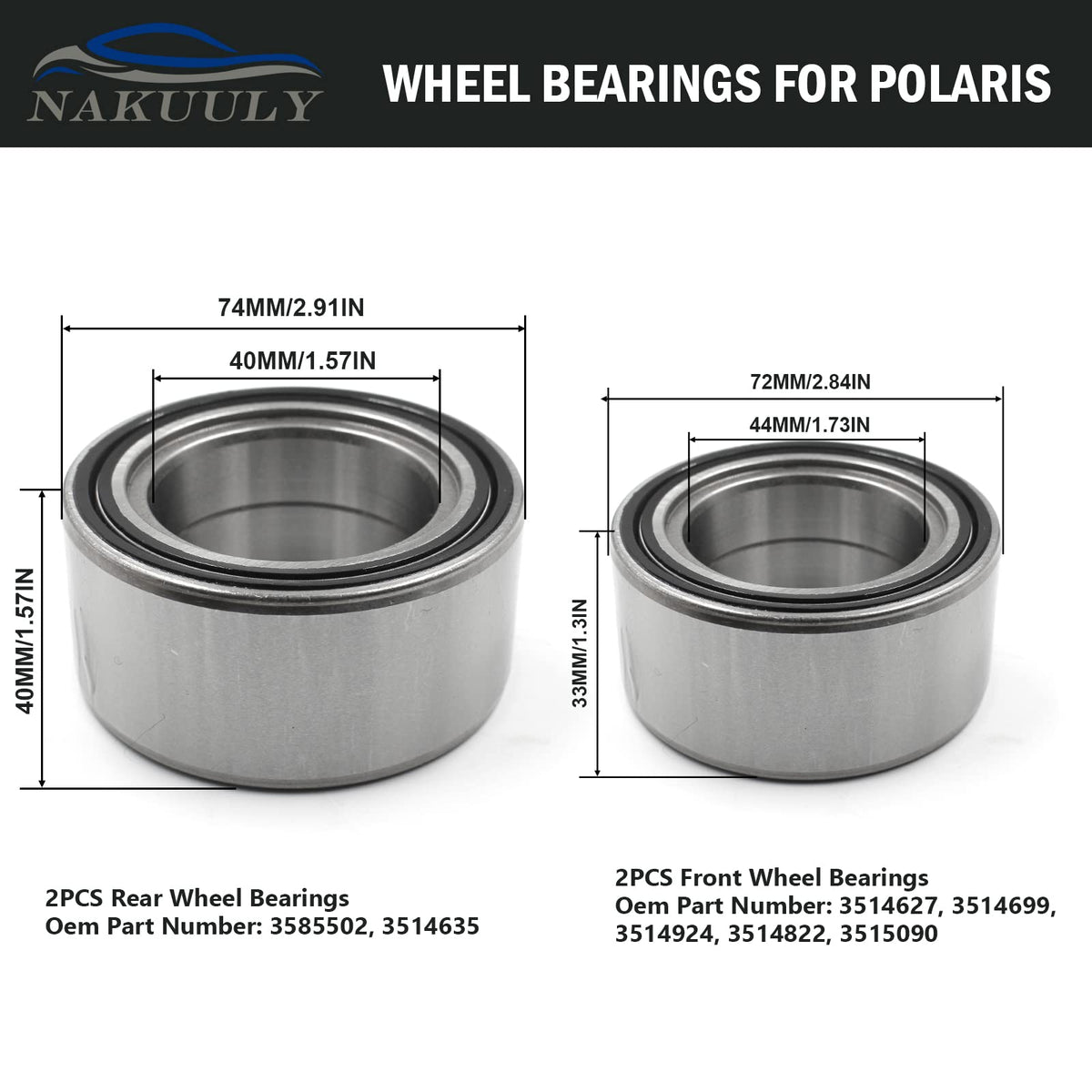 Nakuuly bearing installed on Polaris hub demonstrating correct fit and stability