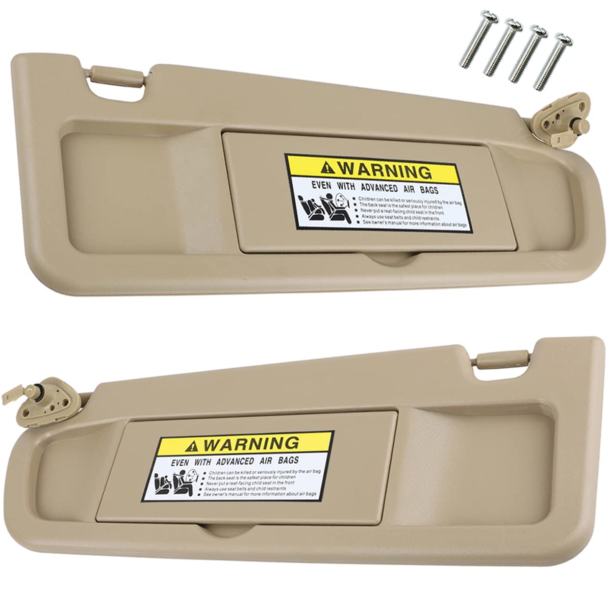 Nakuuly front view of beige sun visors showing fit and color, improves cabin look