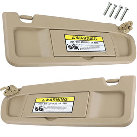 Nakuuly front view of beige sun visors showing fit and color, improves cabin look