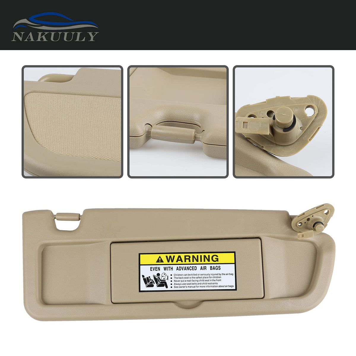 Nakuuly installed passenger side in car, matches interior and blocks sun