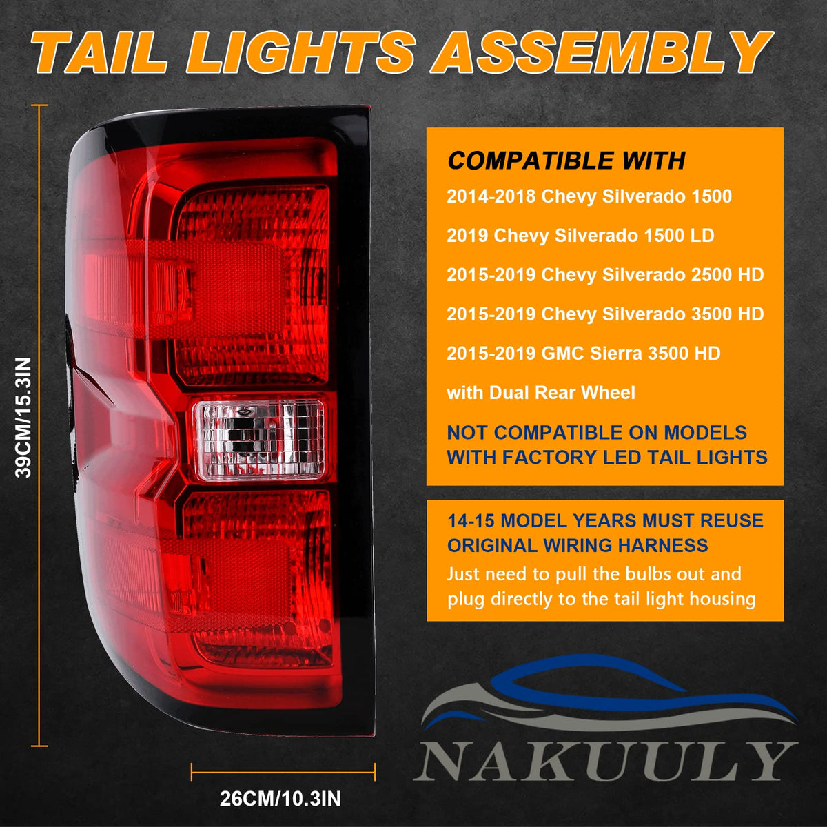 Nakuuly tail light rear connector and mounting points for easy plug-and-play installation benefit