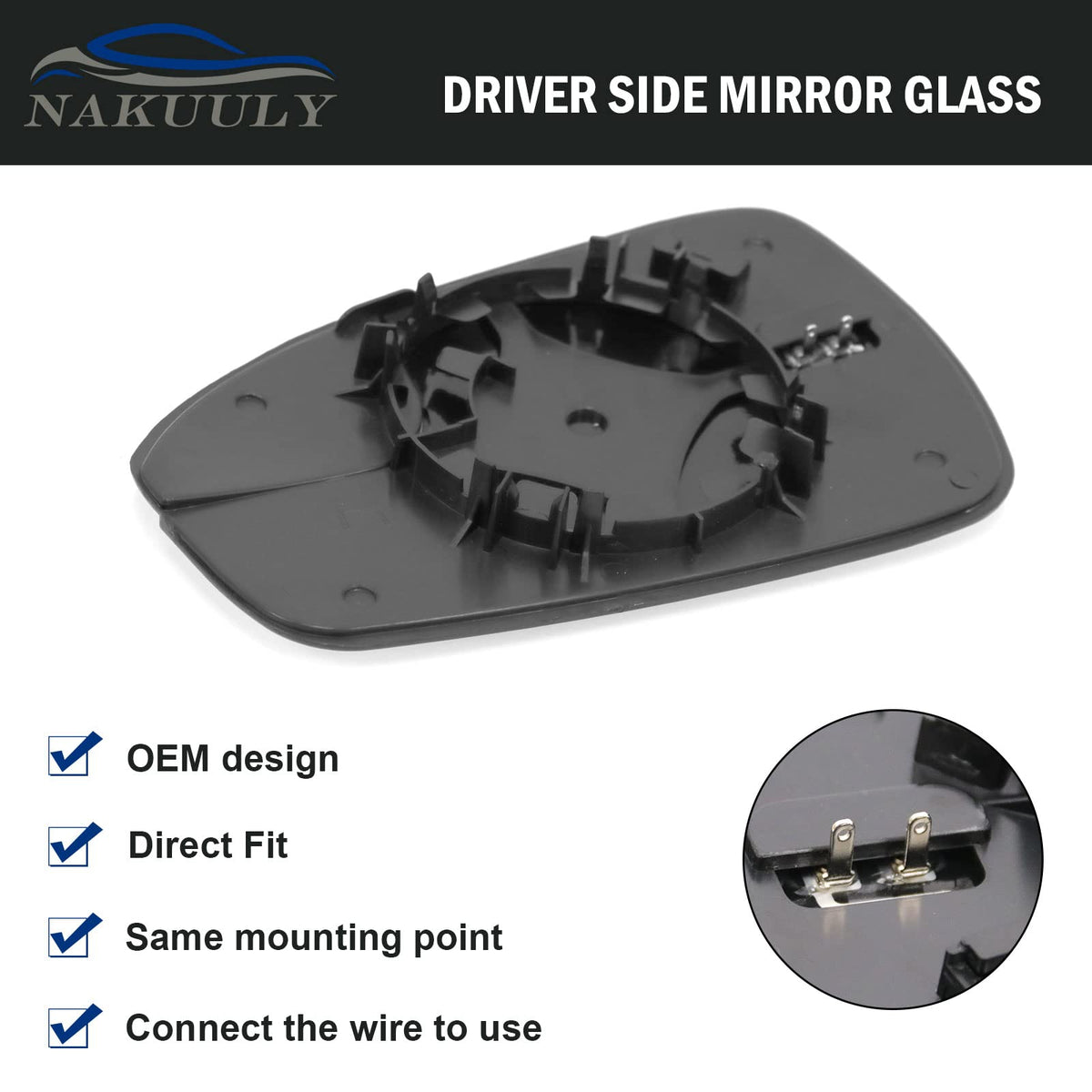 Nakuuly mirror next to ruler showing accurate OEM-style dimensions