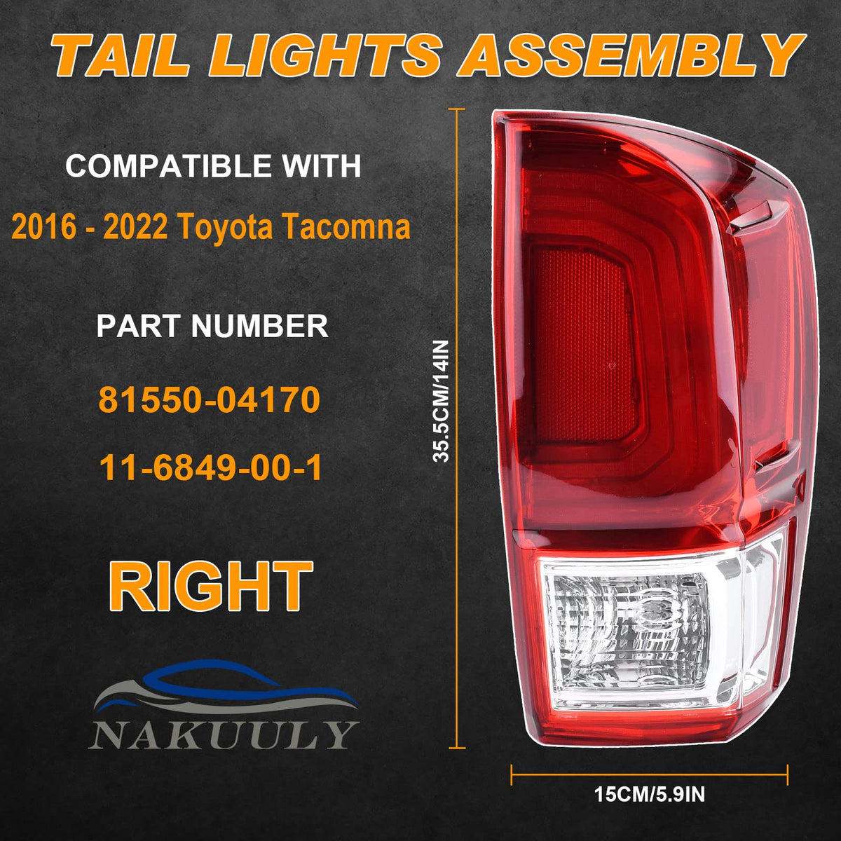 Nakuuly rear of taillight with harness and plug for easy hookup