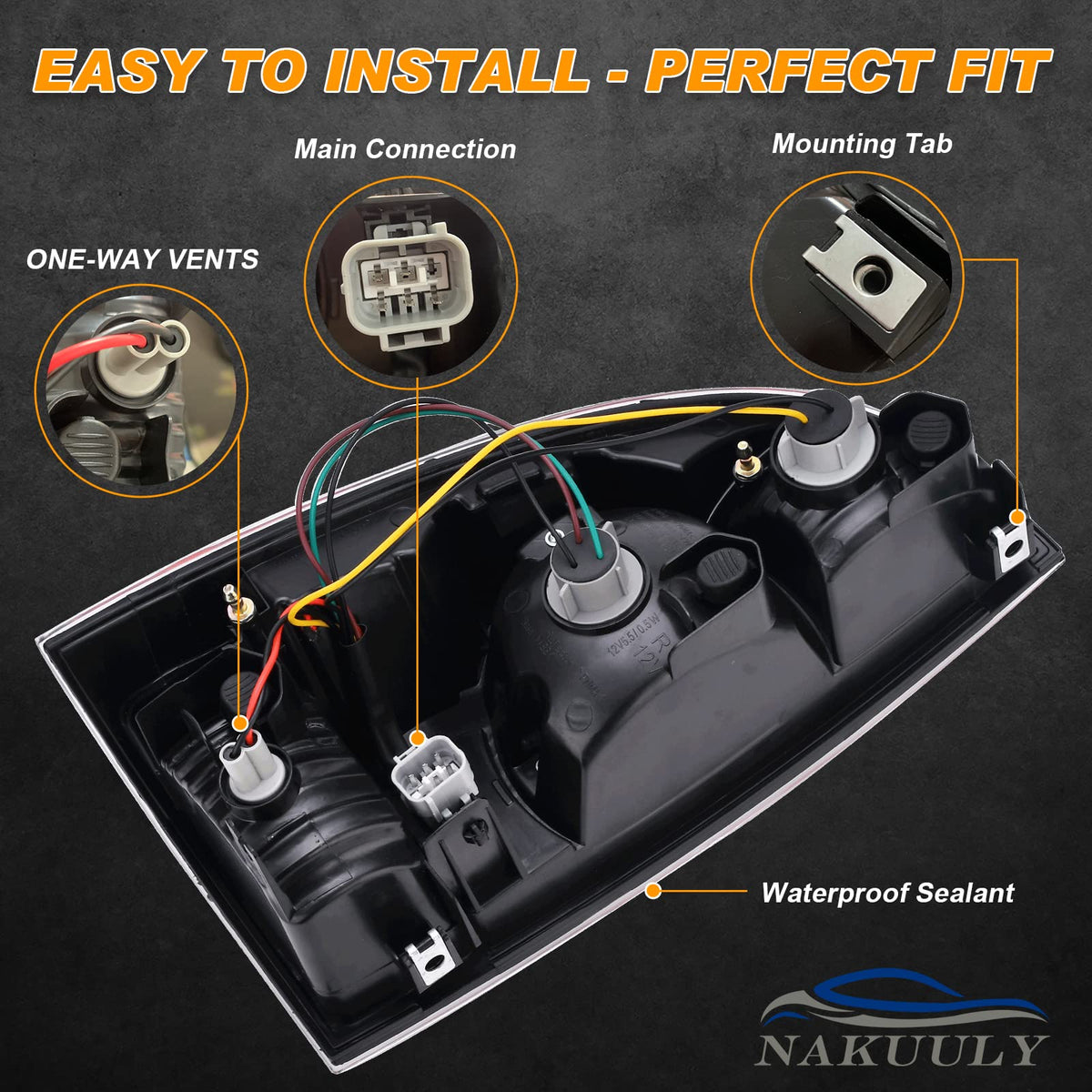 Nakuuly rear view of mounting points and connectors for easy replacement