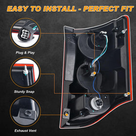 Nakuuly rear view of tail light showing harness and plug for easy replacement