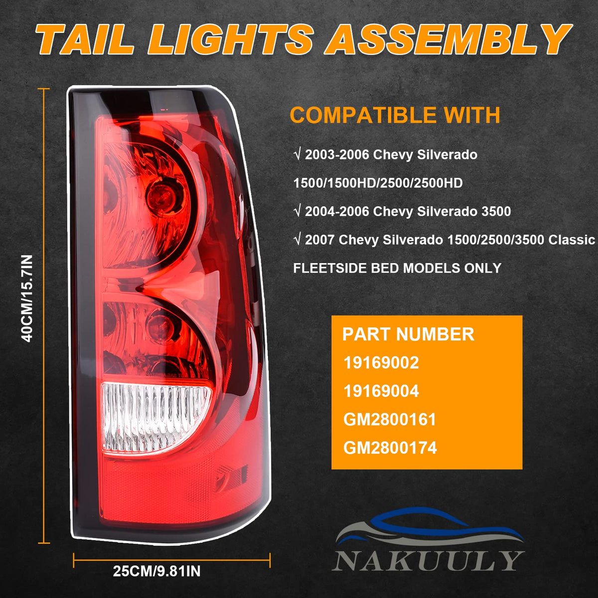 Nakuuly driver side tail light close-up, highlights fit and finish