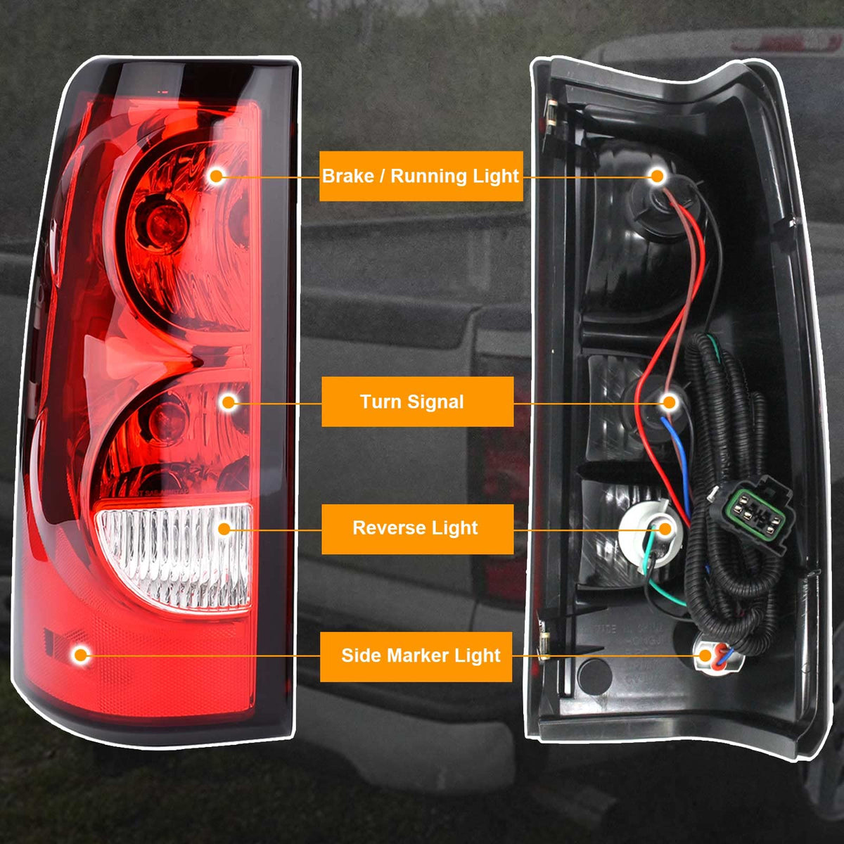 Nakuuly passenger side tail light close-up, shows lens clarity and durability