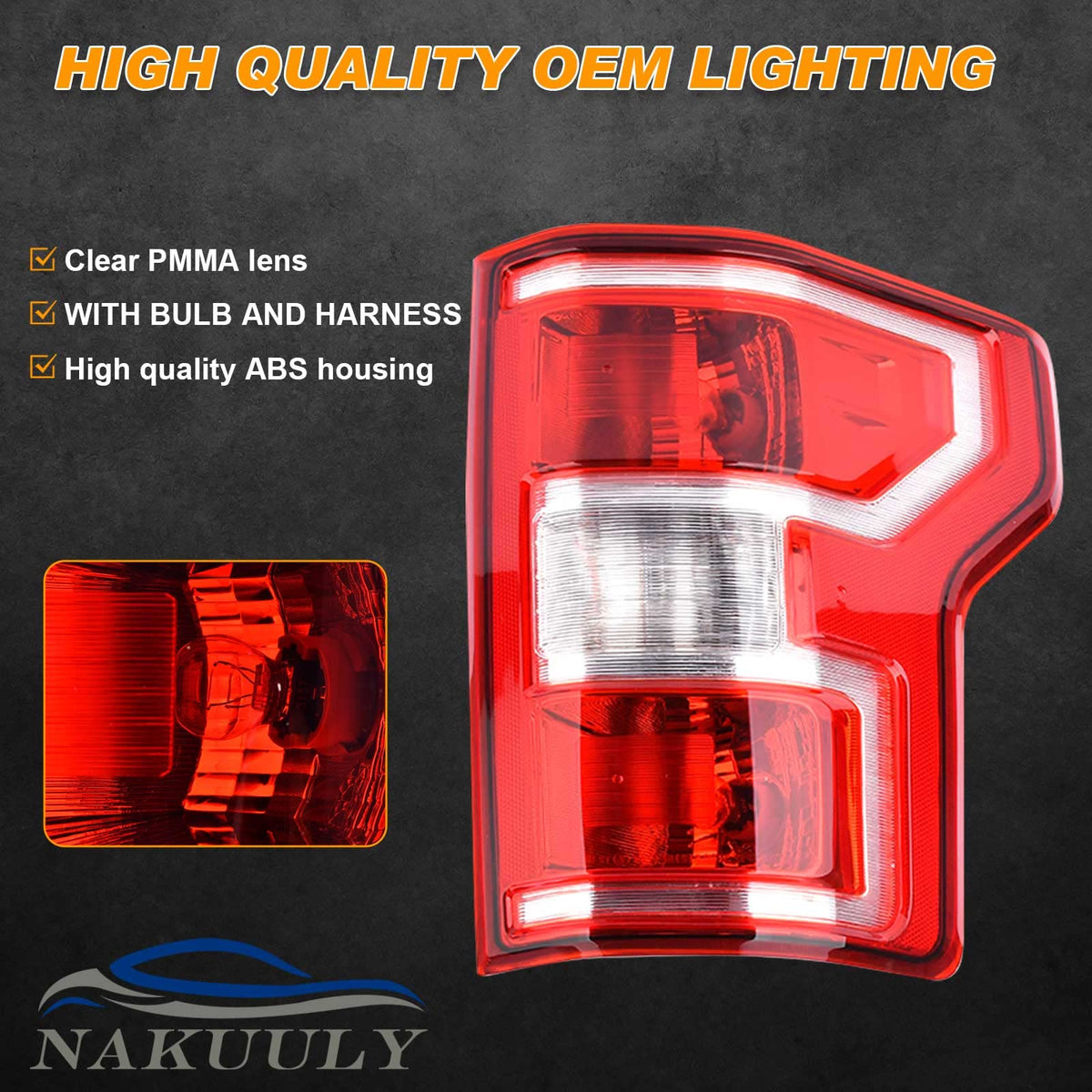 Nakuuly tail light beside ruler demonstrating correct OE fitment benefit