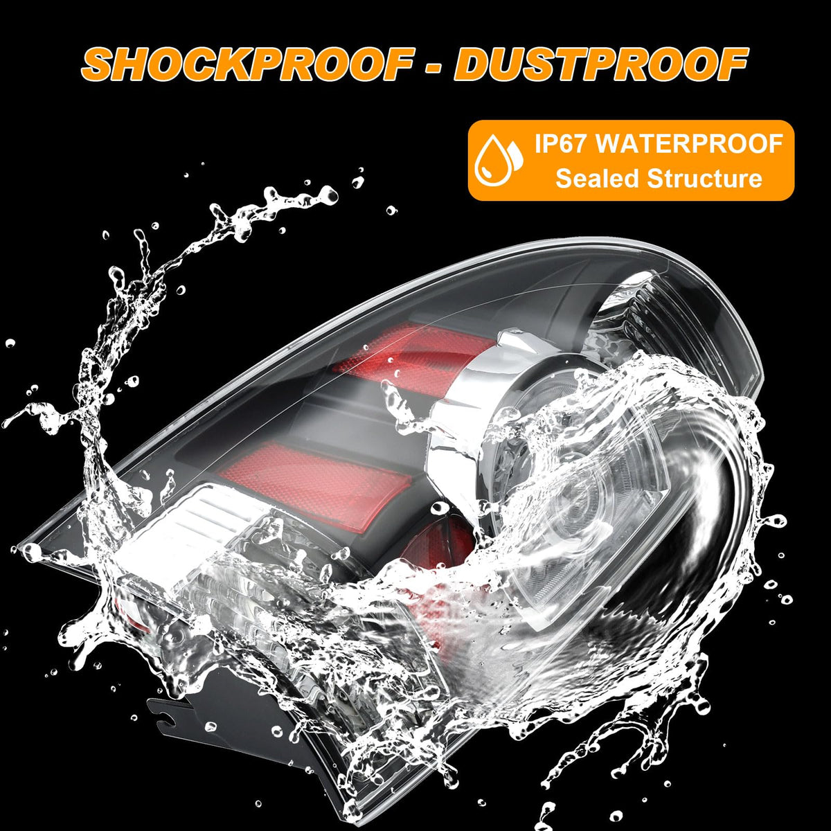 Nakuuly tail light sealed edge highlighting waterproof construction for durability