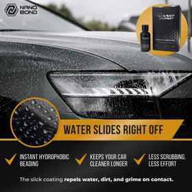 Nano Bond treated car hood reflecting light to show enhanced gloss and slickness