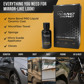 Nano Bond treated windshield with water sheeting for improved visibility in rain