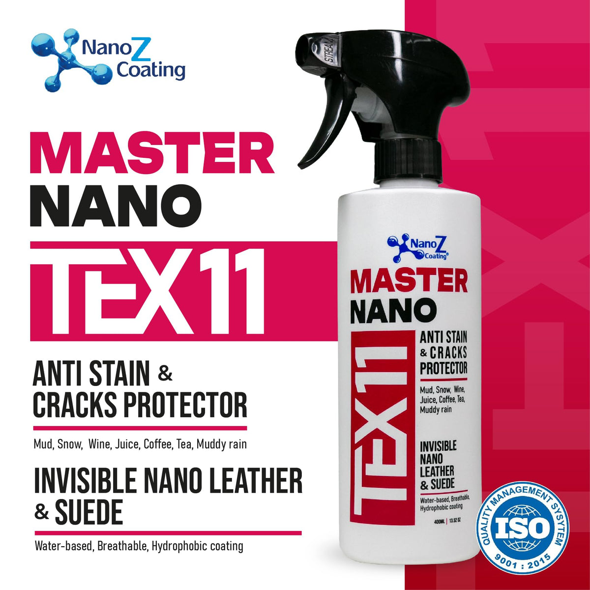 NANO Z COATING spray nozzle close-up, precise application benefit