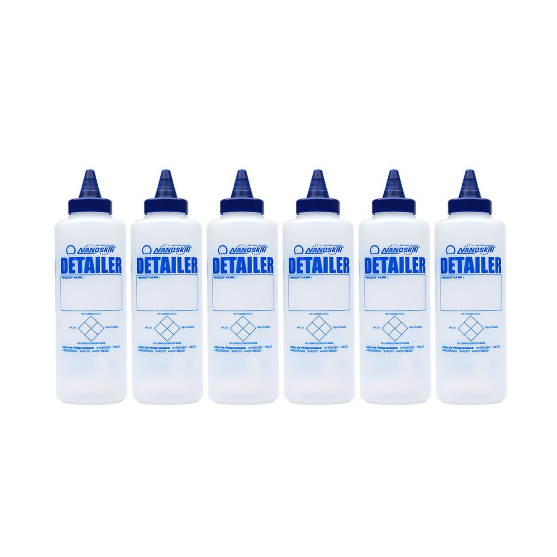 Nanoskin bottle front view showing clear body and twist-top for precise dispensing