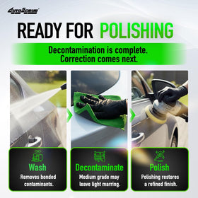 Nanoskin AUTOSCRUB on a vehicle in a garage illustrating practical prepping workflow