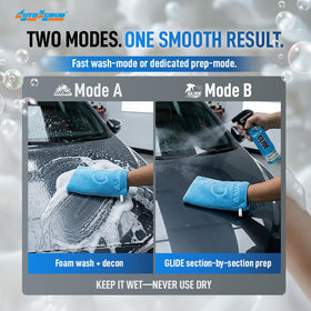 Nanoskin AUTOSCRUB mitt in hand for scale and comfortable grip benefit