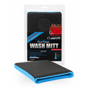 Nanoskin AUTOSCRUB mitt front view showing size and shape for easy handling