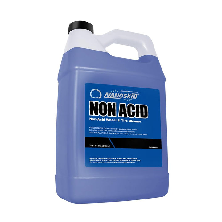 Nanoskin gallon front label showing product and safe wheel cleaning benefit