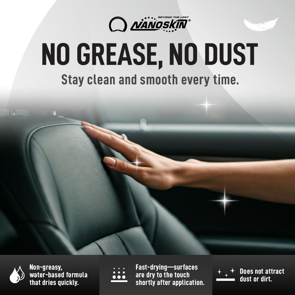 Nanoskin applied to dashboard restoring gloss and reducing dullness