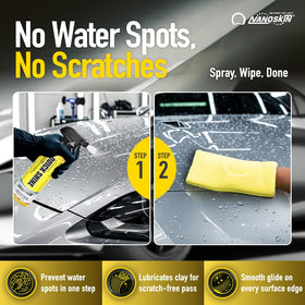 Nanoskin-treated polished car panel reflecting deep gloss, illustrating enhanced shine