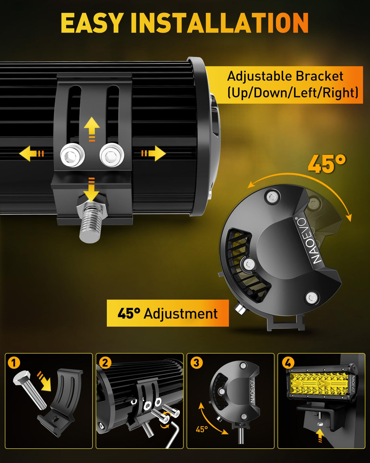 NAOEVO adjustable mount bracket angled 45 degrees for precise aim and alignment