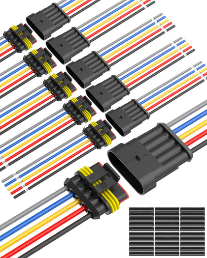 NAOEVO front packaging showing six 5-pin waterproof connector kits for quick installs