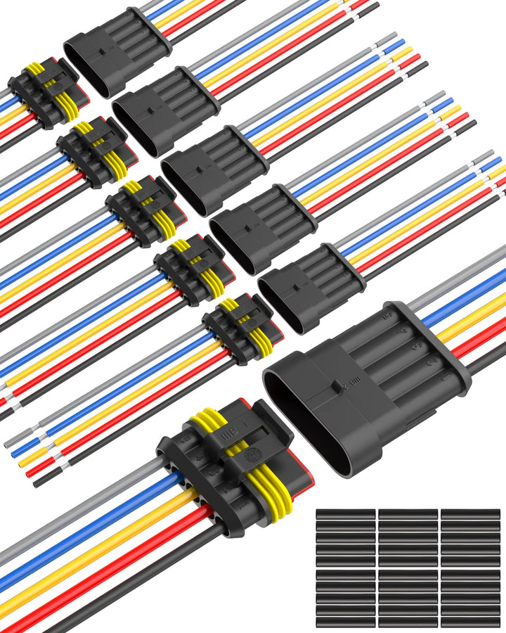 NAOEVO front packaging showing six 5-pin waterproof connector kits for quick installs